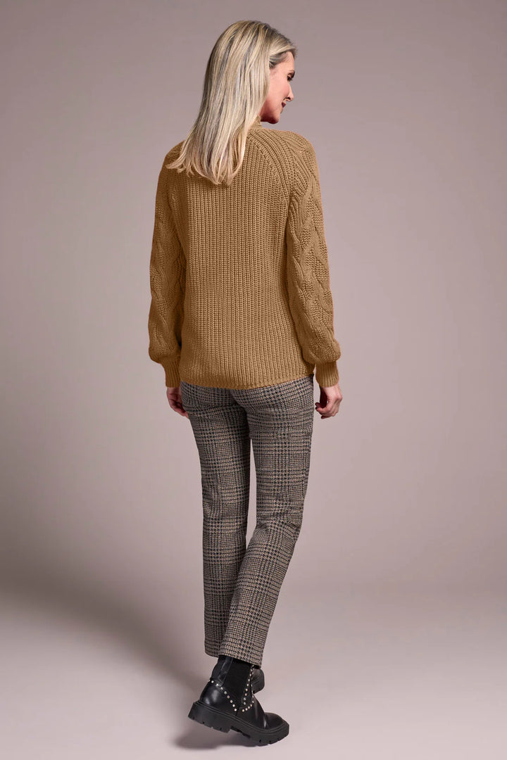 Tribal - Cable Knit Mock Neck Sweater #2256O