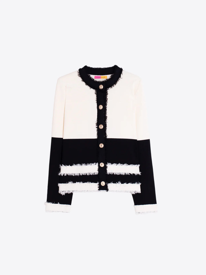 VILAGALLO - WOMEN'S BICOLOUR CARDIGAN