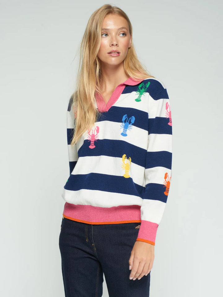 VILAGALLO - WOMEN'S JR C/POLO INTARSIA LANGOSTAS SWEATER