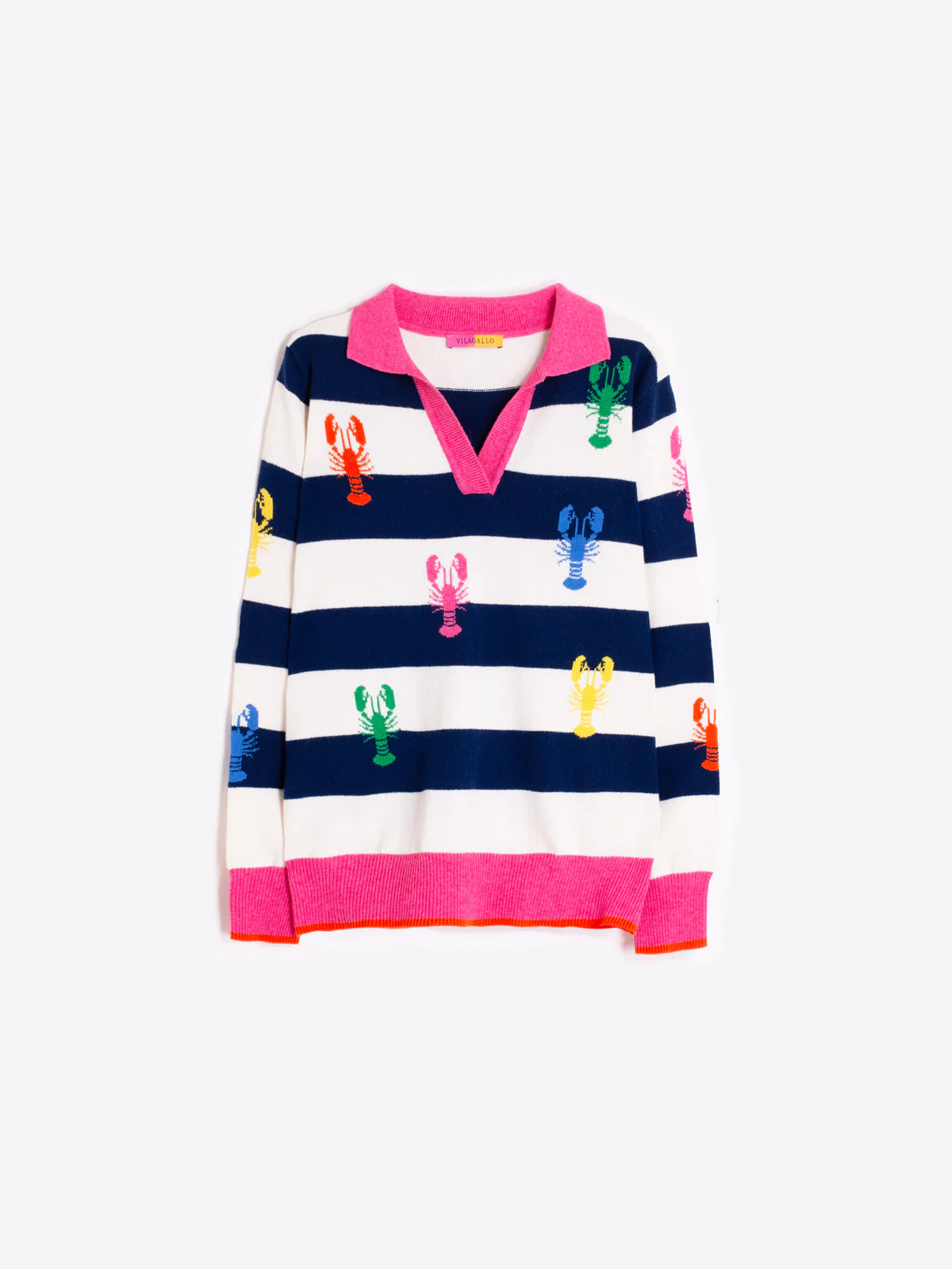 VILAGALLO - WOMEN'S JR C/POLO INTARSIA LANGOSTAS SWEATER