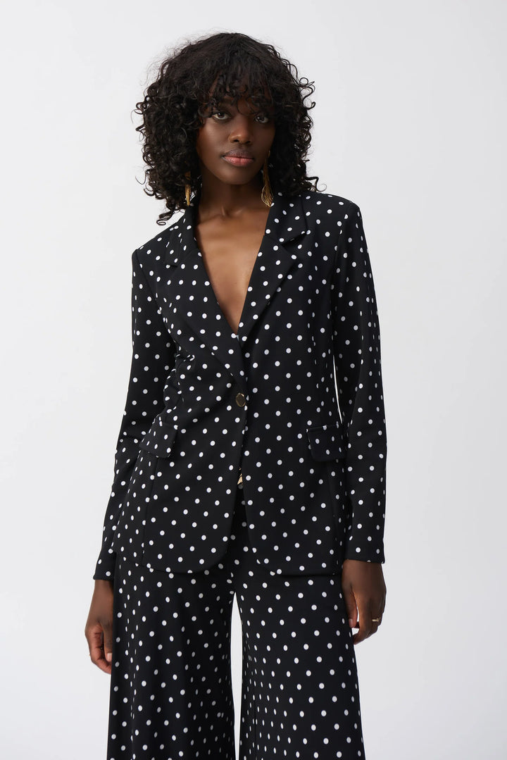 JOSEPH RIBKOFF- WOMEN'S POLKA DOT HIP LENGTH BLAZER