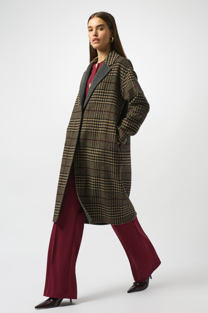 JOSEPH RIBKOFF- WOMEN'S PLAID LONG OVER COAT