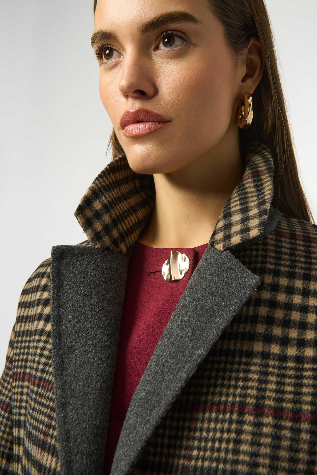 JOSEPH RIBKOFF- WOMEN'S PLAID LONG OVER COAT