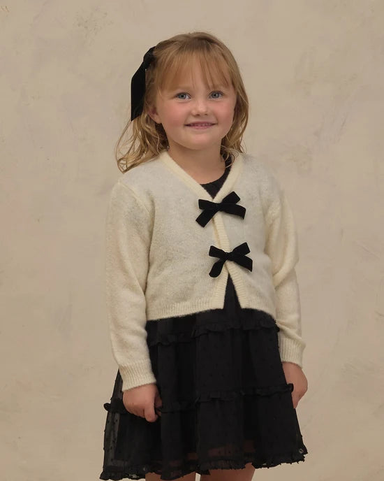 NORALEE - GIRLS IVORY BOW CARDIGAN