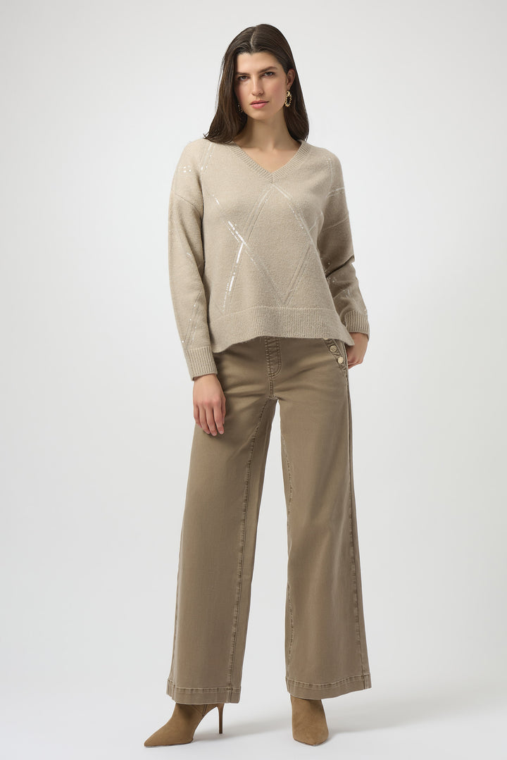 JOSEPH RIBKOFF- WOMEN'S WIDE LEG MID RISE TROUSERS