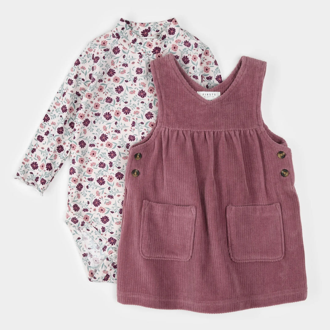 PETIT LEM - KIDS CORDUROY OVERALL DRESS SET
