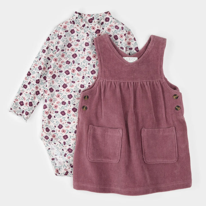 PETIT LEM - KIDS CORDUROY OVERALL DRESS SET