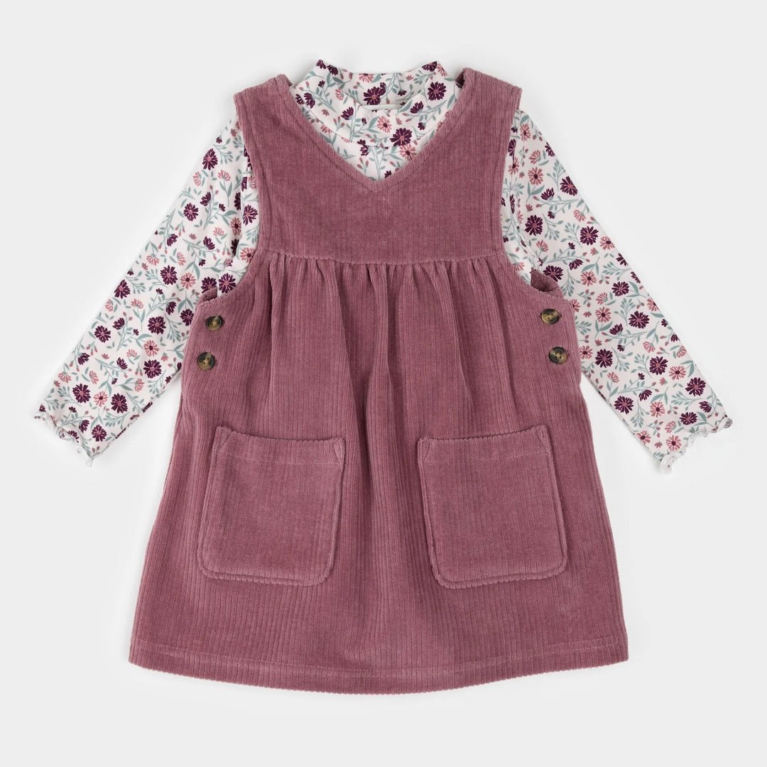 PETIT LEM - KIDS CORDUROY OVERALL DRESS SET