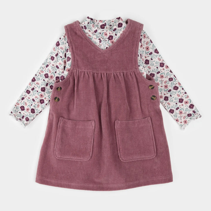 PETIT LEM - KIDS CORDUROY OVERALL DRESS SET