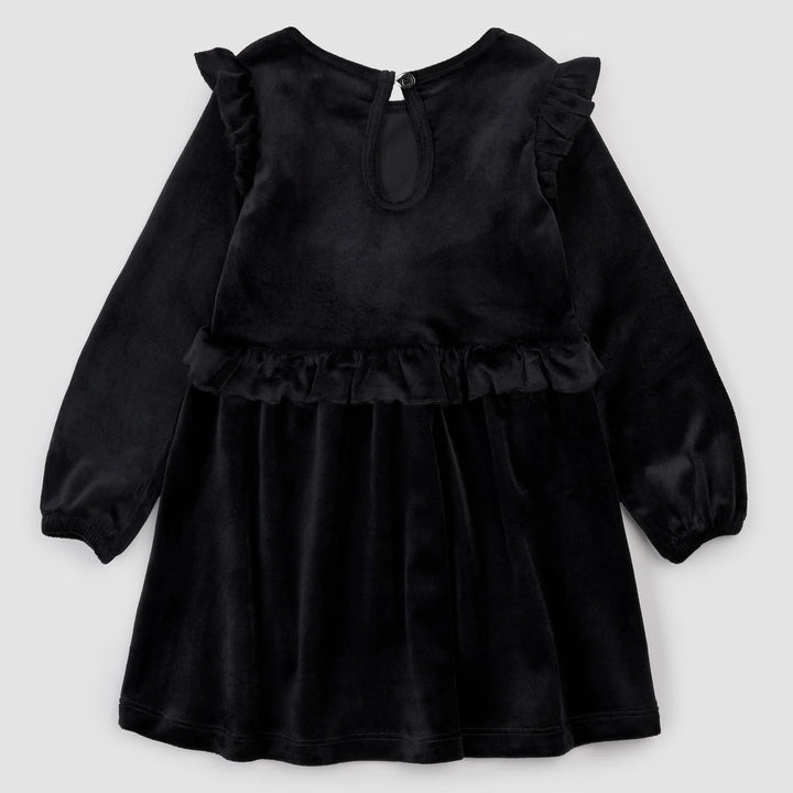 MILES THE LABEL - KIDS' BLACK VELOUR DRESS (3M TO 24M)