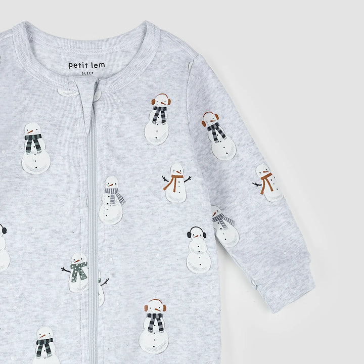 PETIT LEM - KIDS Snowman Print Sleeper