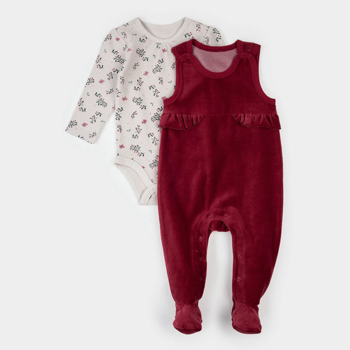 PETIT LEM - KIDS HOLLY PRINT THERMAL OVERALL SET