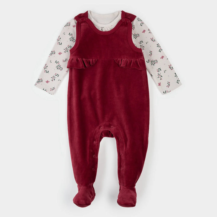 PETIT LEM - KIDS HOLLY PRINT THERMAL OVERALL SET