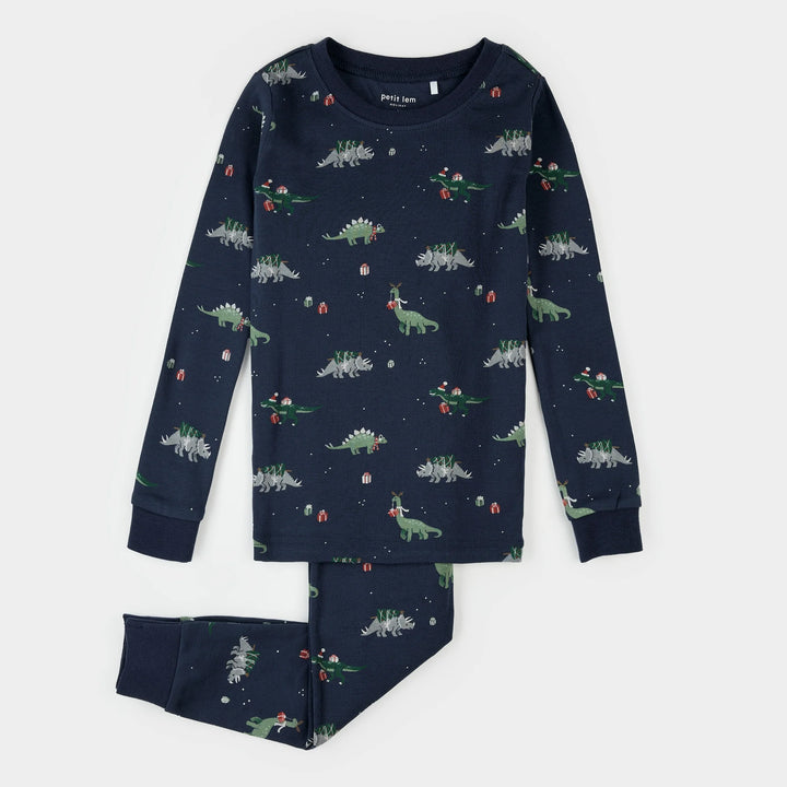 PETIT LEM- TODDLER HOLIDAY DINOSAUR PJ SET
