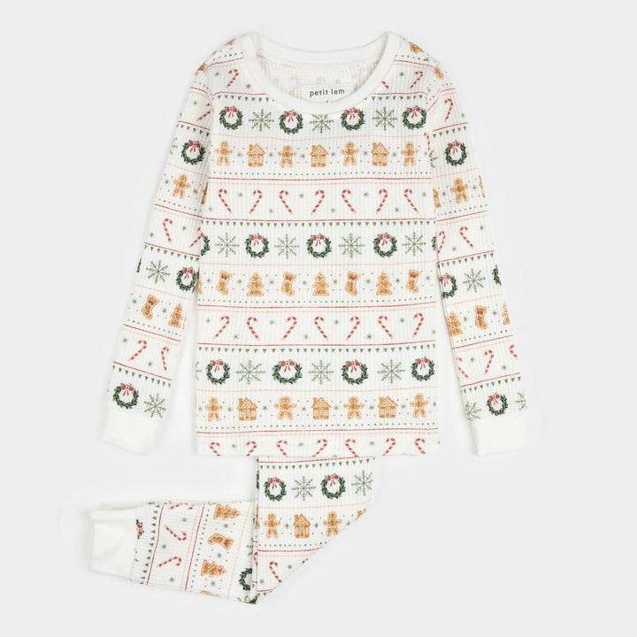 PETIT LEM- KIDS HOLIDAY TREATS FAIR ISLE PJ SET