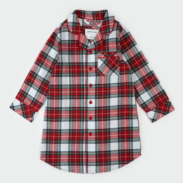 PETIT LEM -  Red Tartan Plaid Flannel Night Gown