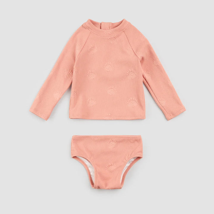 MILES THE LABEL- KIDS RIBBED LONG-SLEEVE RASHGUARD SWIM SET