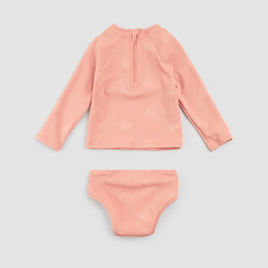 MILES THE LABEL- KIDS RIBBED LONG-SLEEVE RASHGUARD SWIM SET