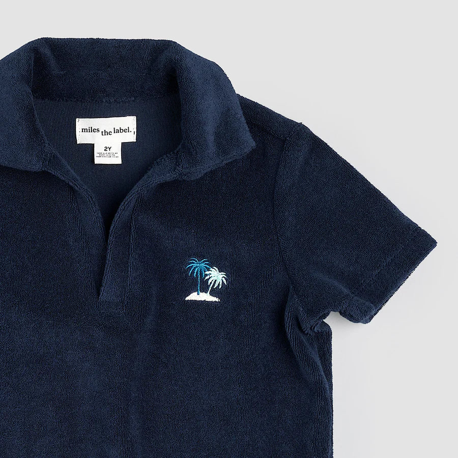 MILES THE LABEL- KIDS TERRY CLOTH POLO TOP