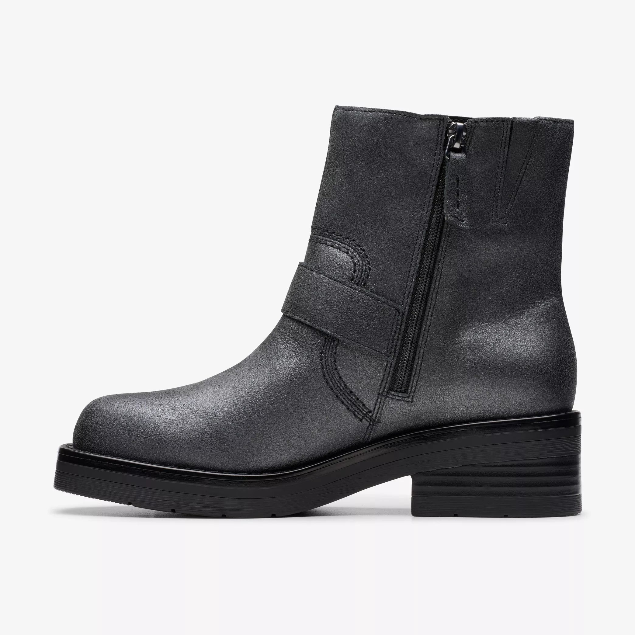 CLARKS- WOMEN'S REBELLE BUCKLE METALLIC BOOT