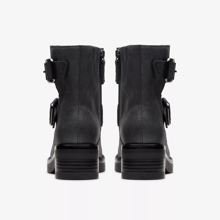 CLARKS- WOMEN'S REBELLE BUCKLE METALLIC BOOT