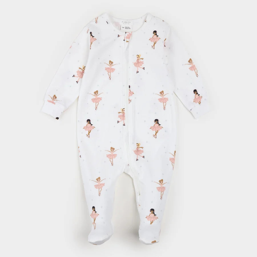 FIRSTS BY PETIT LEM - FOOTED SLEEPER KNIT-OFF WHITE
