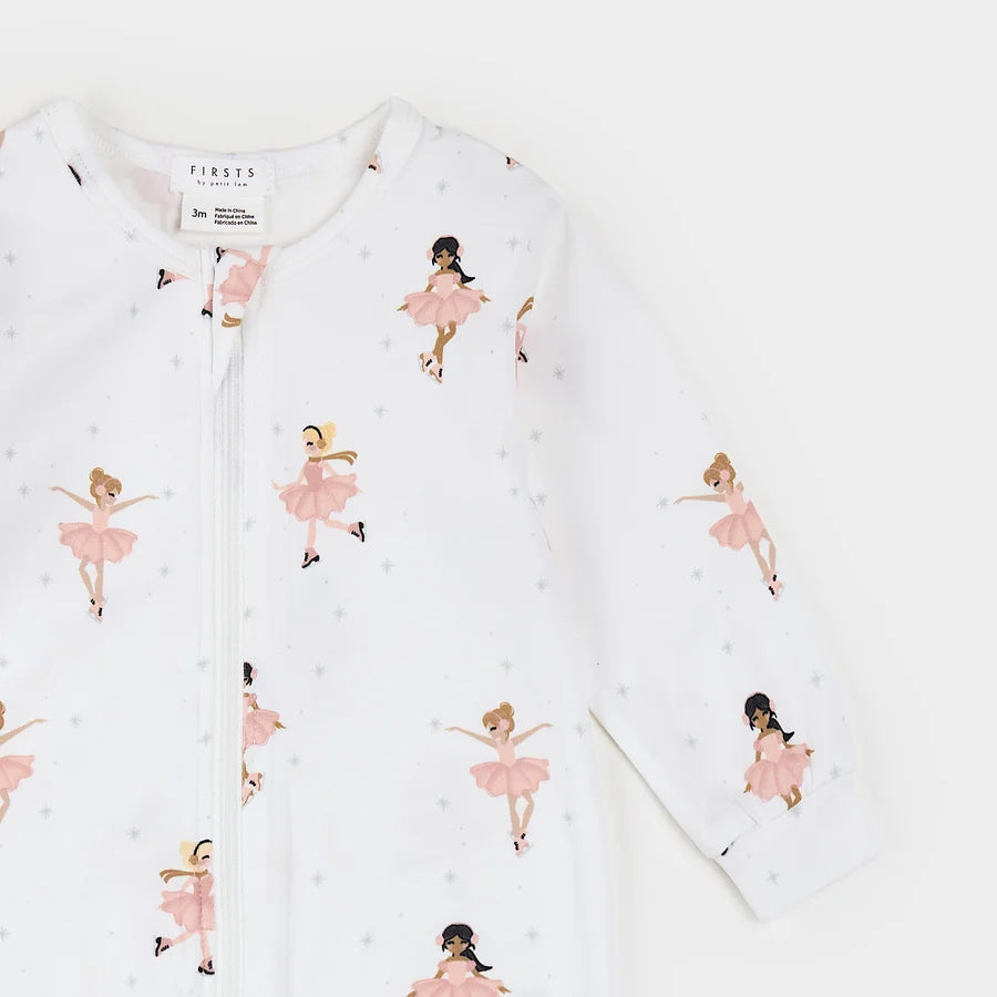 FIRSTS BY PETIT LEM - FOOTED SLEEPER KNIT-OFF WHITE