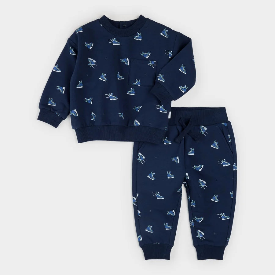 FIRSTS BY PETIT LEM - BABY 2PC SET: L/S TOP + PANT KNIT