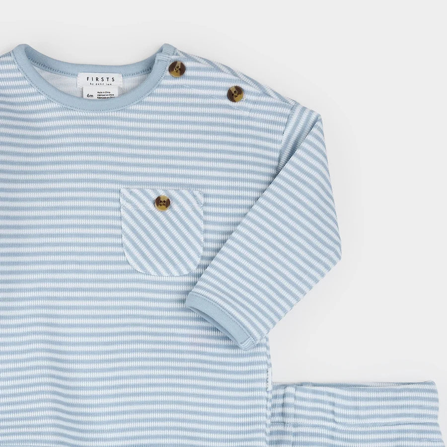 FIRSTS BY PETIT LEM - 2PC SET: L/S TOP + PANT KNIT-BLUE