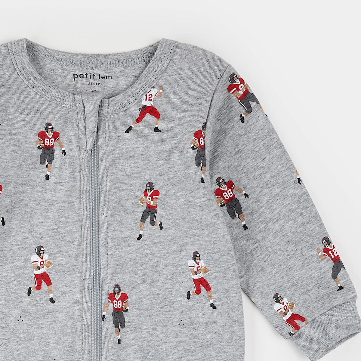 PETIT LEM - FOOTED SLEEPER KNIT-HEATHER GREY MD.