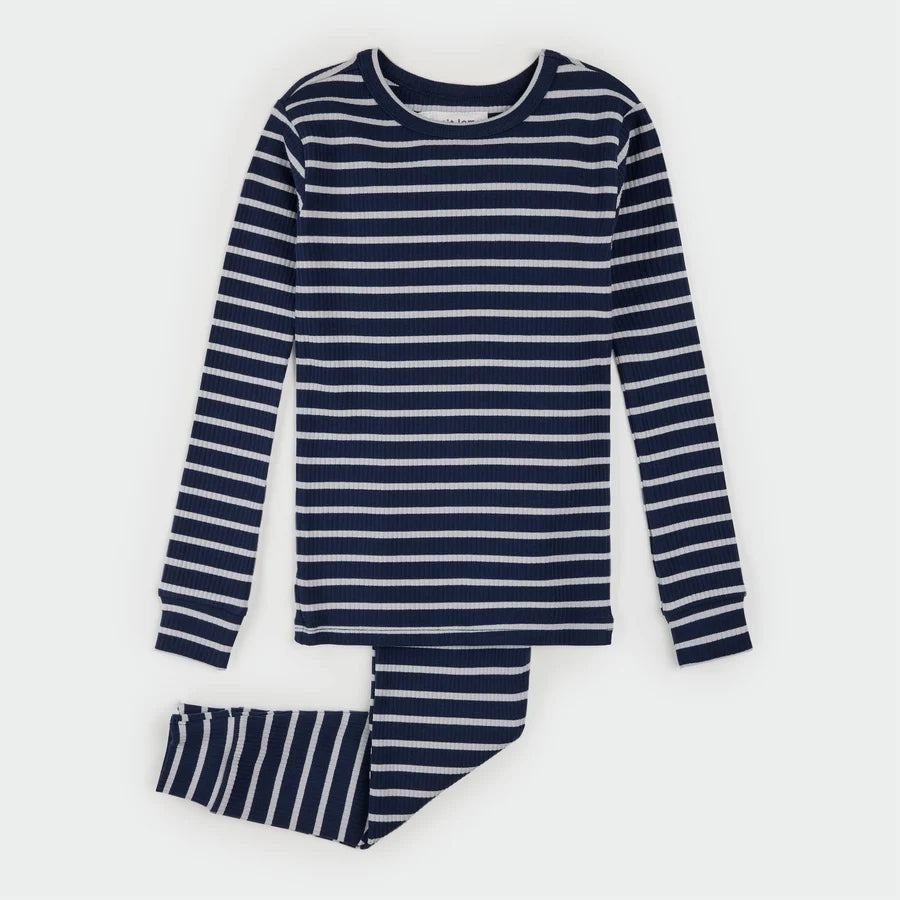 PETIT LEM - 2PC PJ SET: L/S TOP + PANT KNIT-NAVY