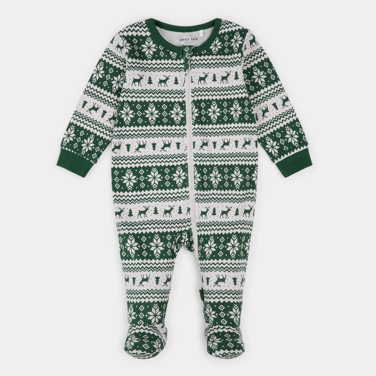PETIT LEM - BABY POINSETTIA FAIR ISLE PRINT SLEEPER