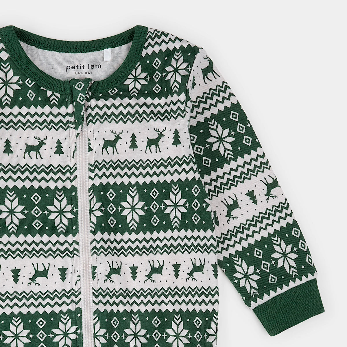 PETIT LEM - BABY POINSETTIA FAIR ISLE PRINT SLEEPER