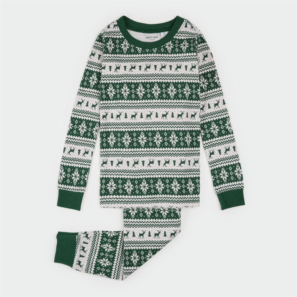 PETIT LEM - BOYS POINSETTIA FAIR ISLE PRINT PJ SET