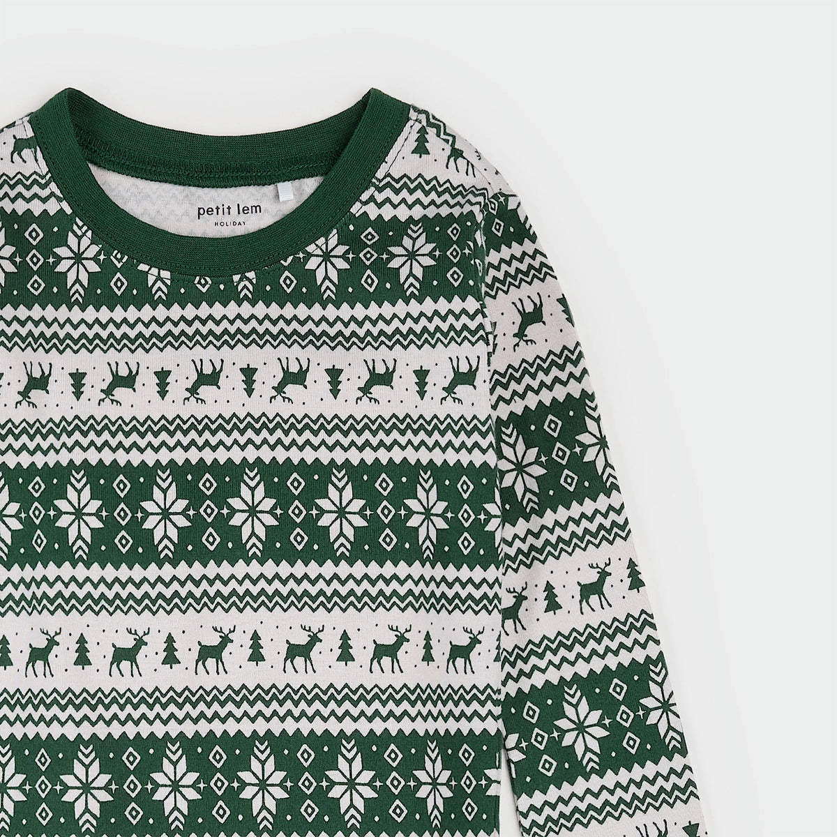 PETIT LEM - BOYS POINSETTIA FAIR ISLE PRINT PJ SET