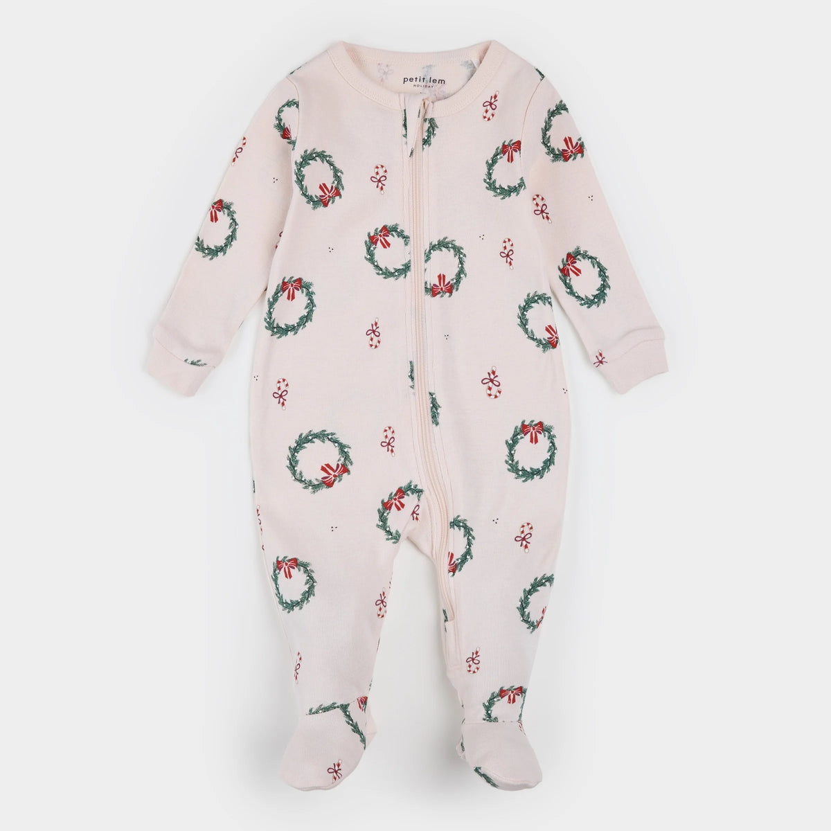 PETIT LEM - BABY GIRL DECK THE HALLS PRINT SLEEPER