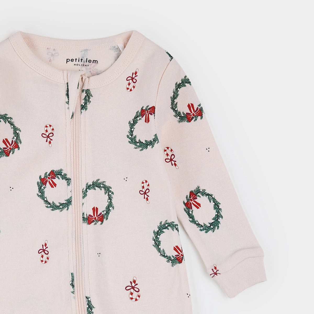 PETIT LEM - BABY GIRL DECK THE HALLS PRINT SLEEPER