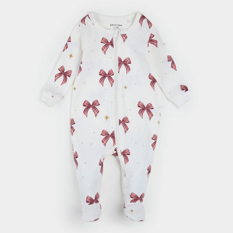 PETIT LEM - GLITTER & BOWS PRINT SLEEPER