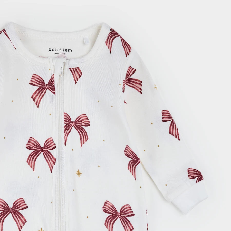 PETIT LEM - GLITTER & BOWS PRINT SLEEPER