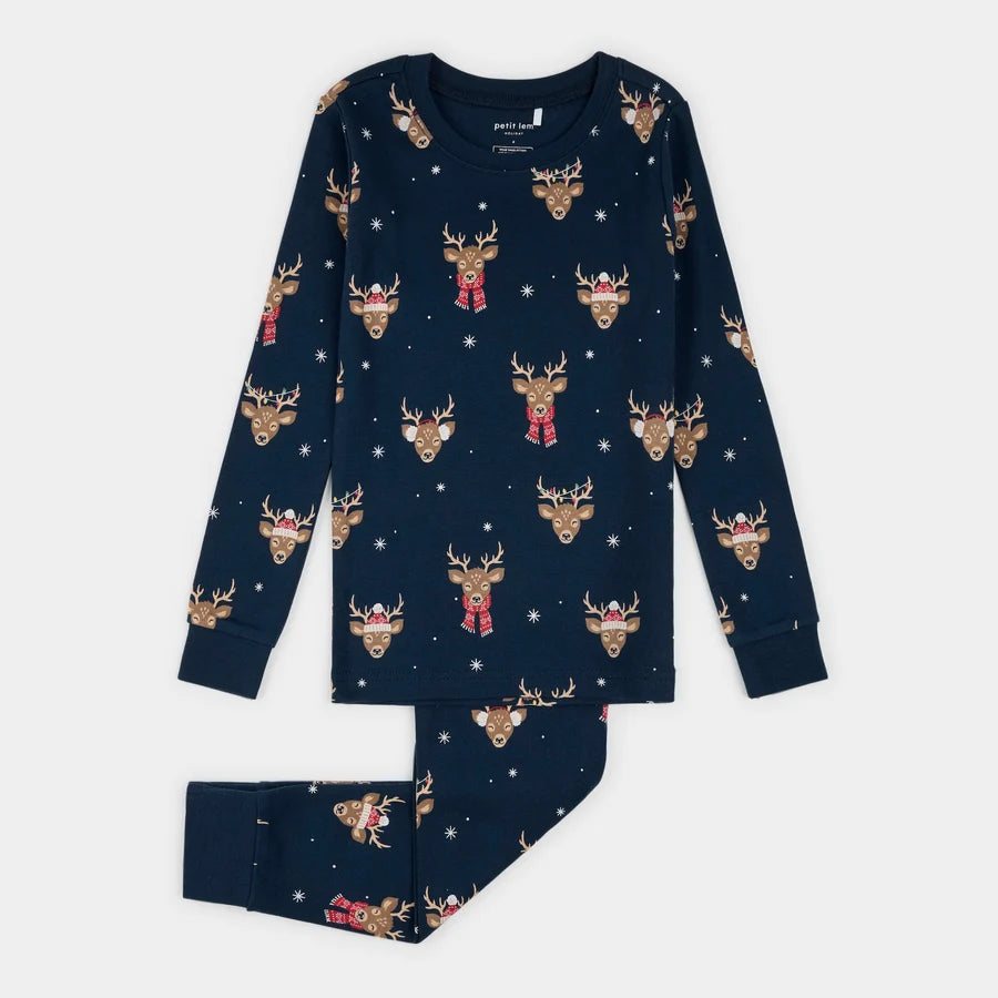 PETIT LEM - KID'S REINDEER RUN PRINT PJ SET