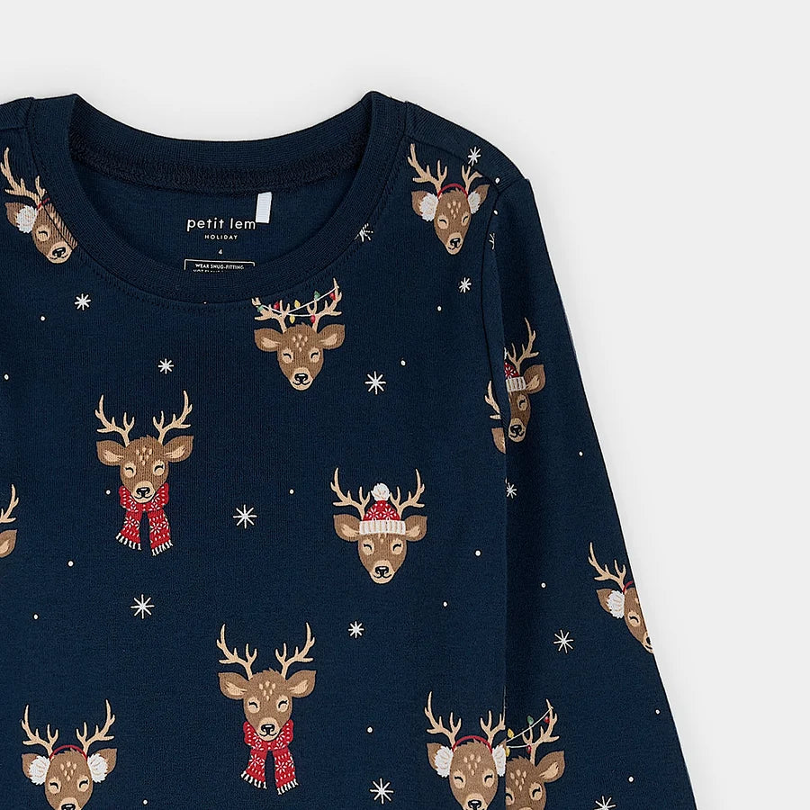 PETIT LEM - KID'S REINDEER RUN PRINT PJ SET