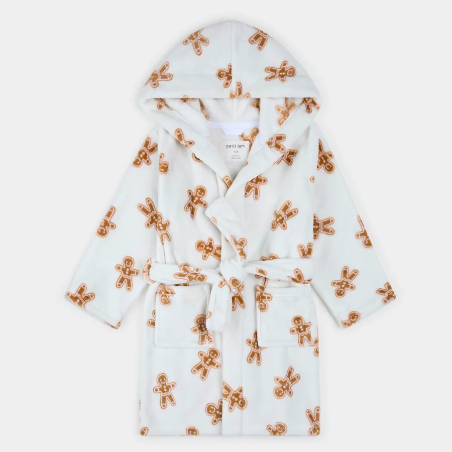 PETIT LEM - GIRLS GINGERBREAD PRINT ROBE