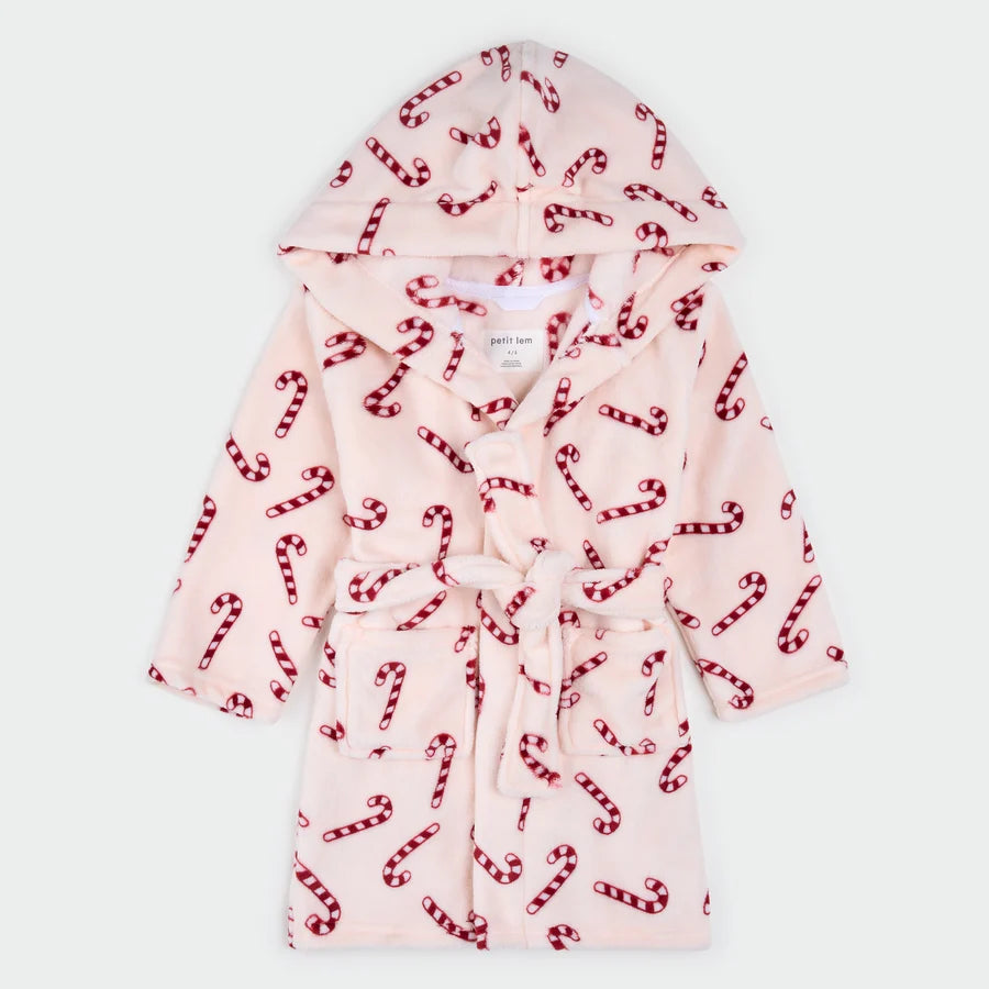 PETIT LEM - GIRLS CANDY CANE PRINT ROBE