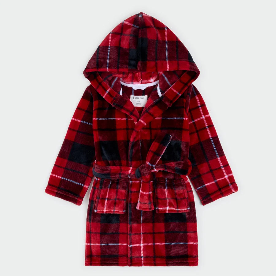 PETIT LEM - BOY'S NORDIC PLAID ROBE