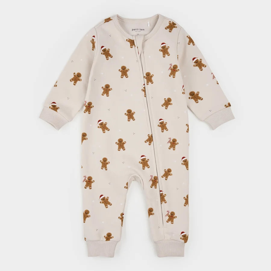 PETIT LEM - MERRY GINGERBREAD MEN PLAYSUIT