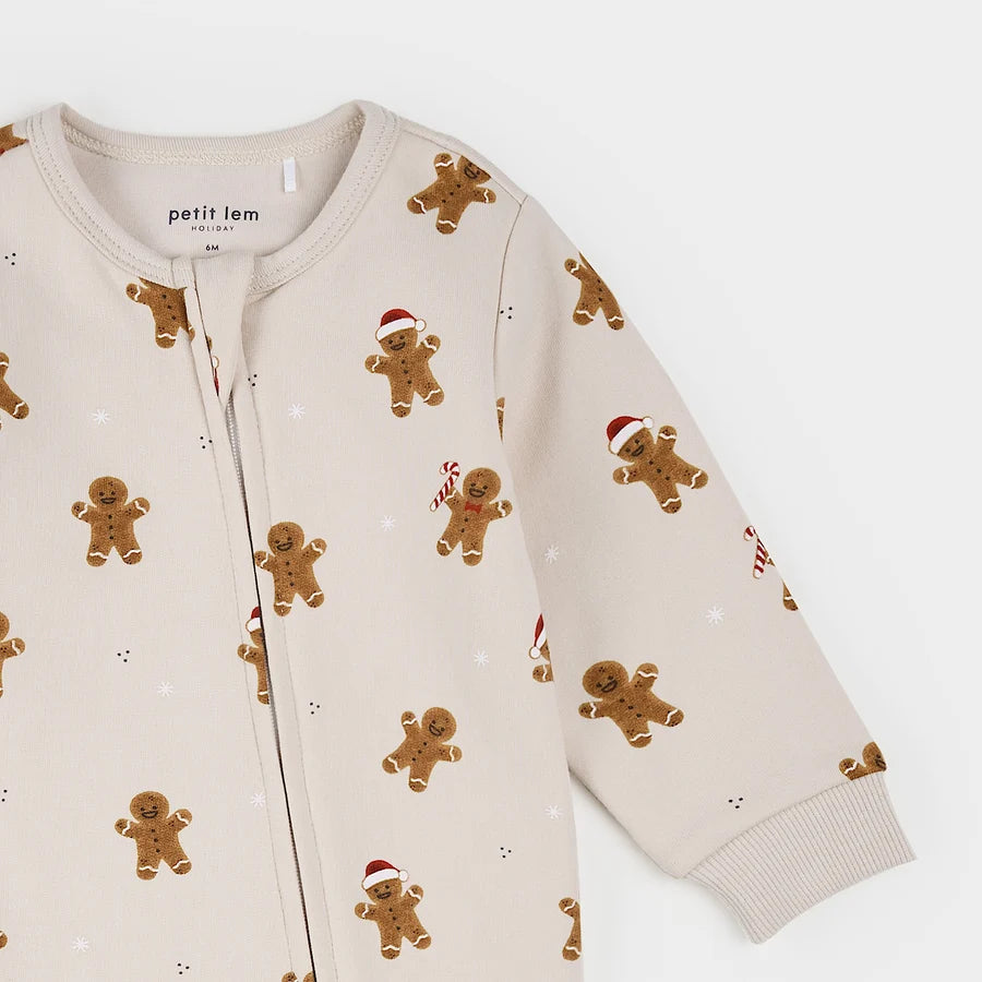 PETIT LEM - MERRY GINGERBREAD MEN PLAYSUIT