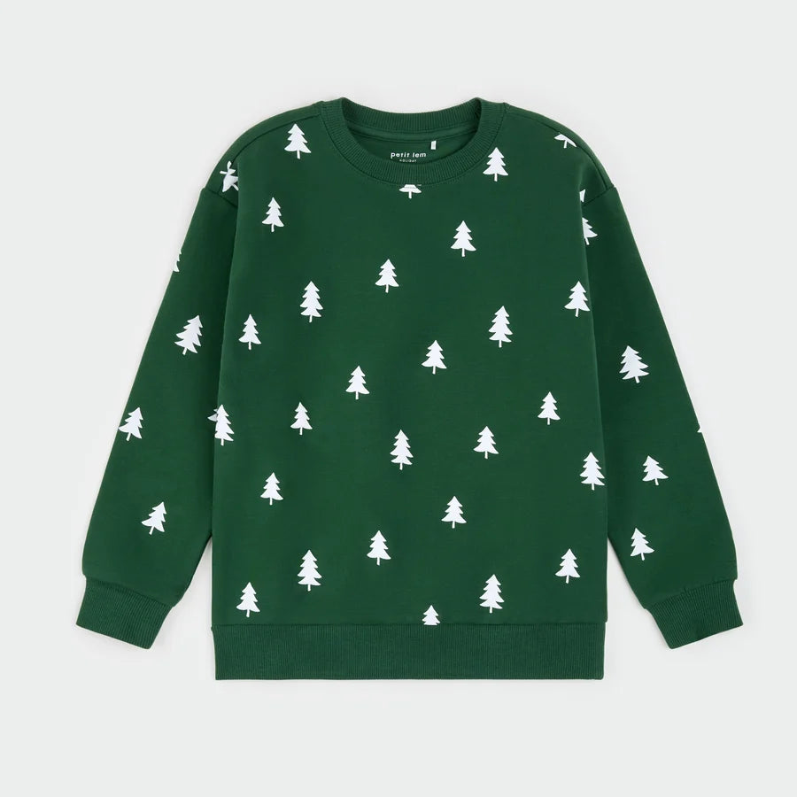 PETIT LEM - KID'S PINE TREE PRINT SWEATER