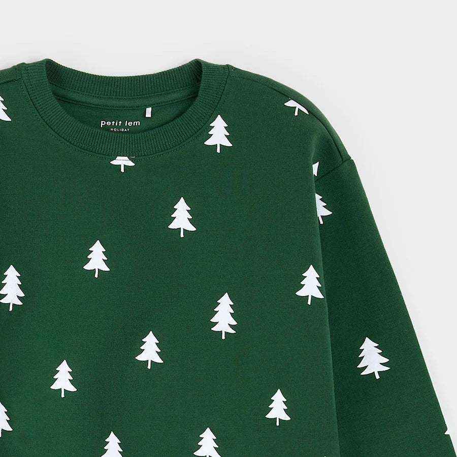 PETIT LEM - KID'S PINE TREE PRINT SWEATER