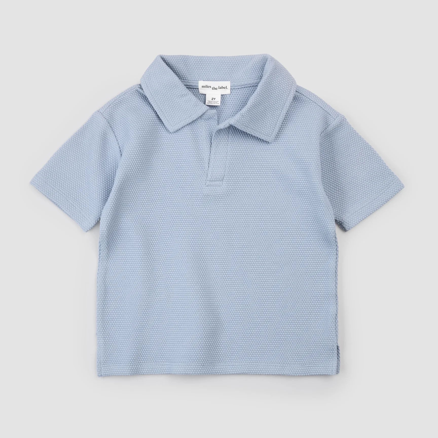MILES THE LABEL - BOY S/S POLO TOP KNIT-BLUE DUSTY 26RMW01T04-K