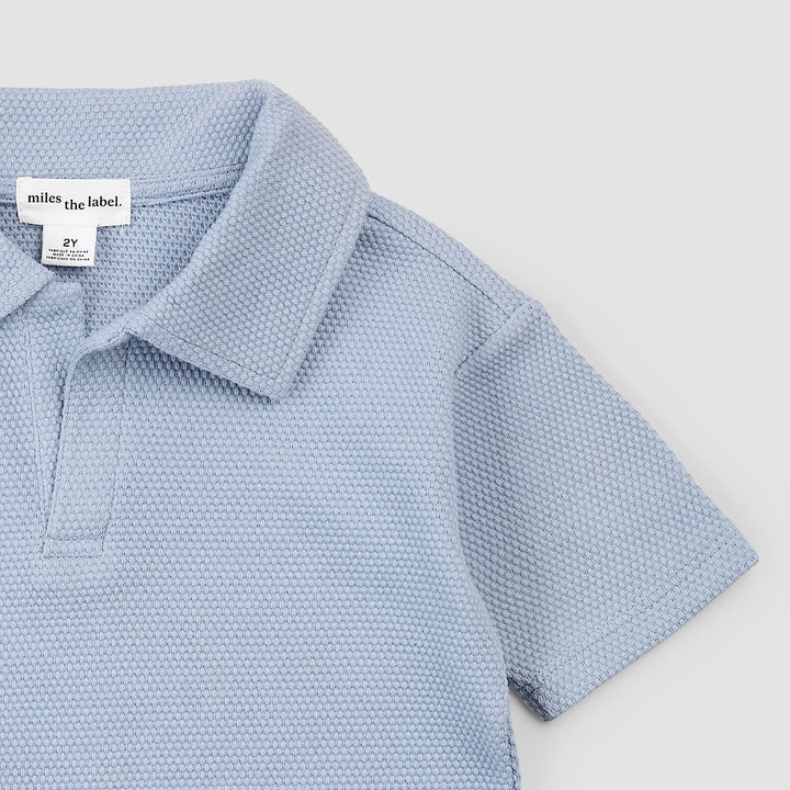 MILES THE LABEL - BOY S/S POLO TOP KNIT-BLUE DUSTY 26RMW01T04-K